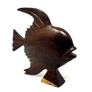 Vintage Mid Century Modern Ironwood Figurine of an Angel Fish